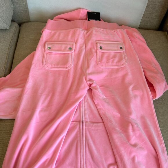 NWT Y2K Juicy Couture Velour Tracksuit Hoodie & Pants Set Small Pink Rhinestone - Picture 7 of 10